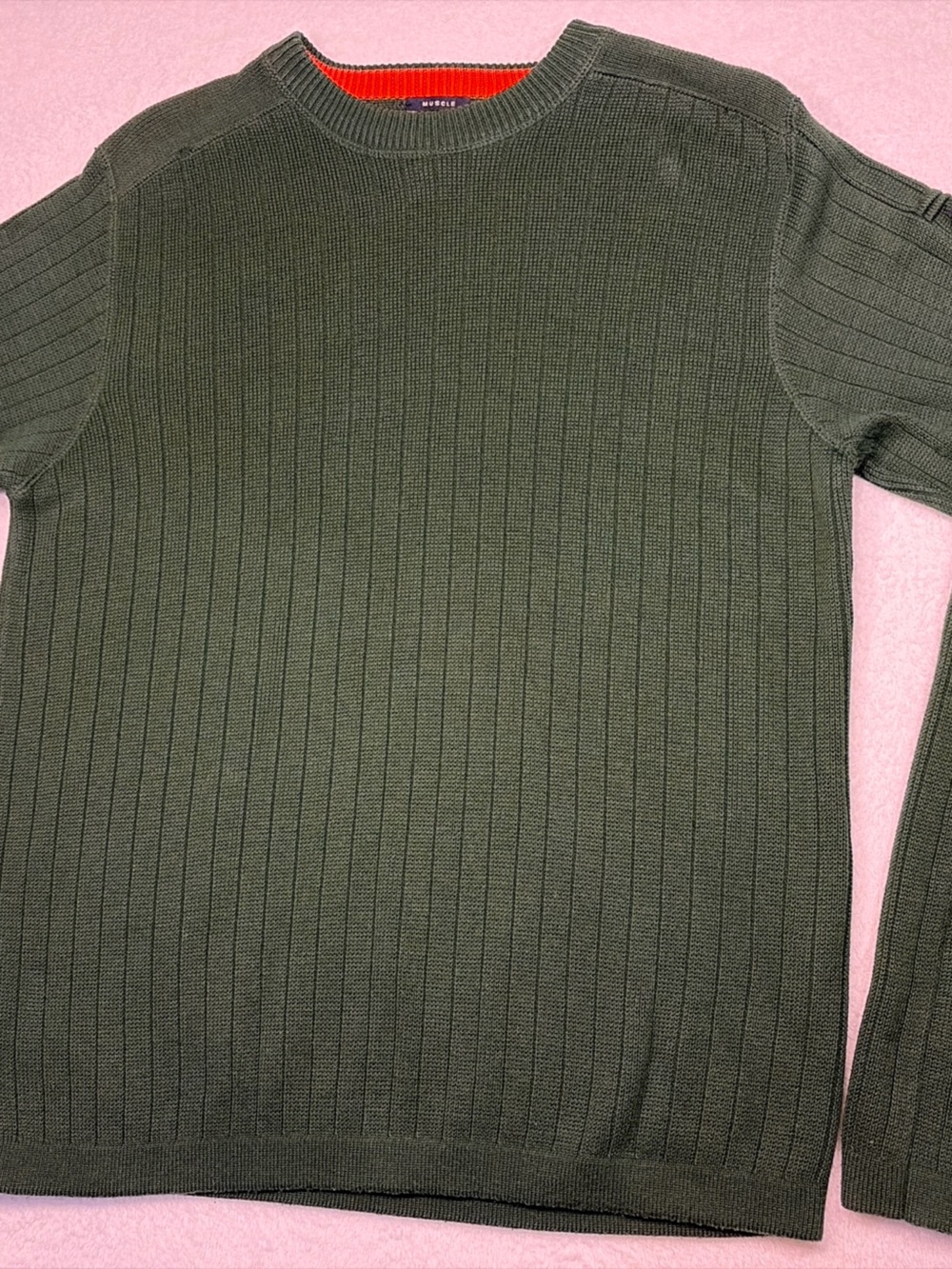 Abercrombie & Fitch Olive Ribbed Crewneck Sweater